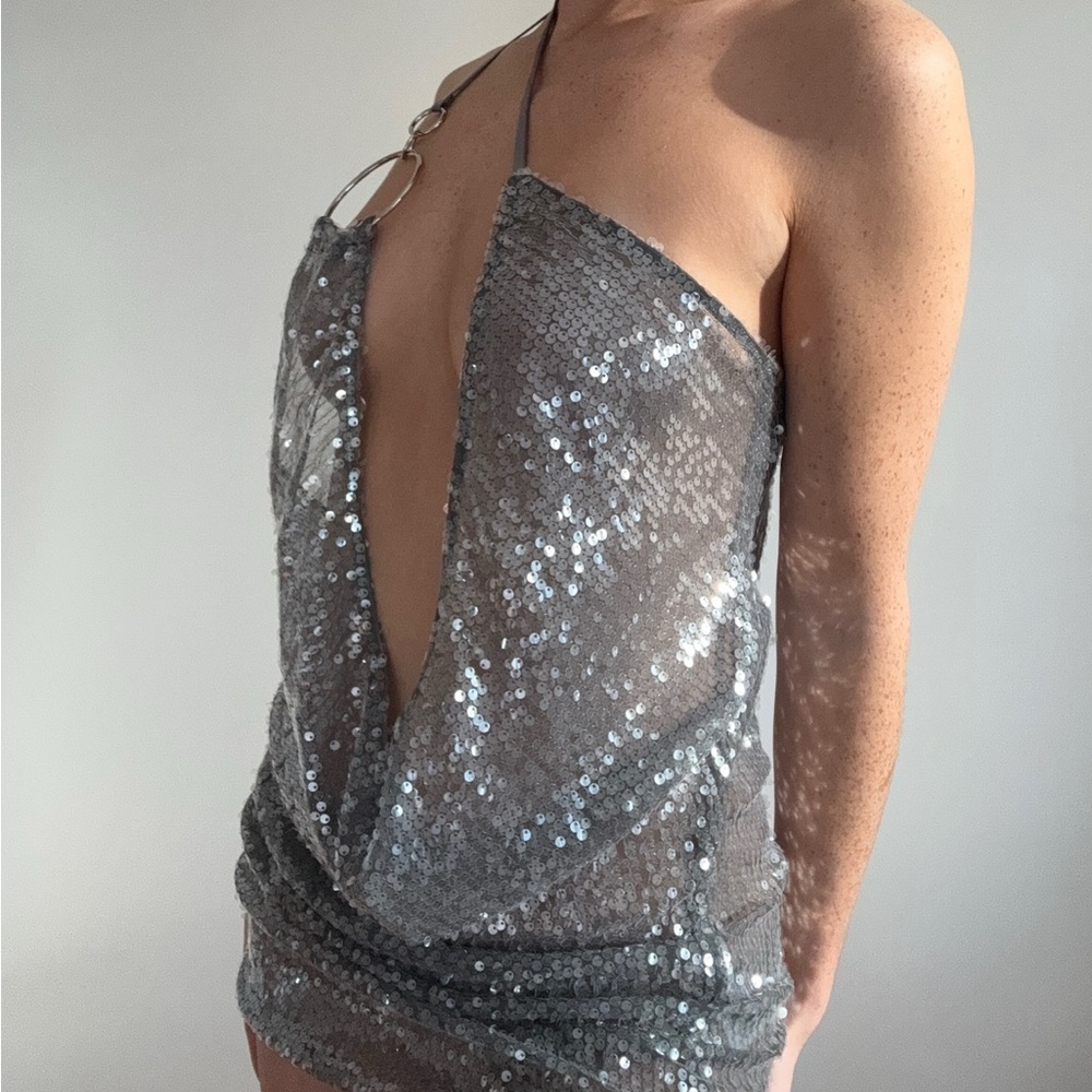 Jaded London Silver Sequin Mini Dress